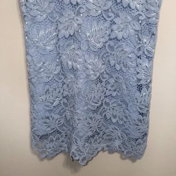 BB Dakota Blue Lace Dress V-Neck Short Sleeve Feminine Size L - Picture 5 of 7